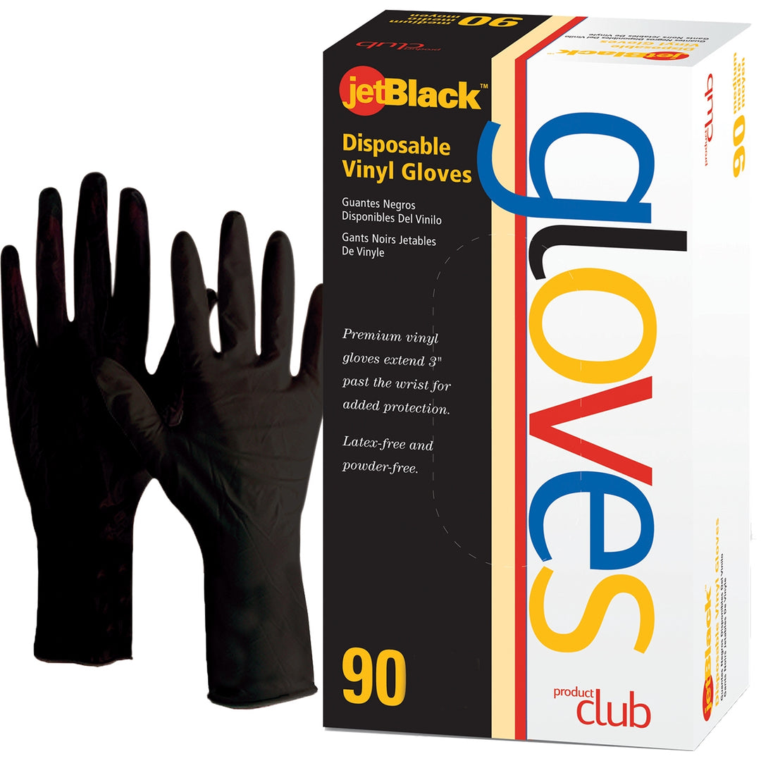 Product Club Jet Black Disposable Vinyl Gloves- Large 90 ct.