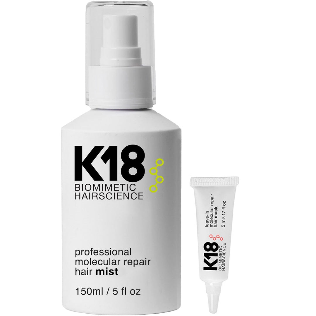 K18 FREE K18 professional molecular repair hair mist 5 oz. & leave-in repair mask 0.17 oz. 2 pc.